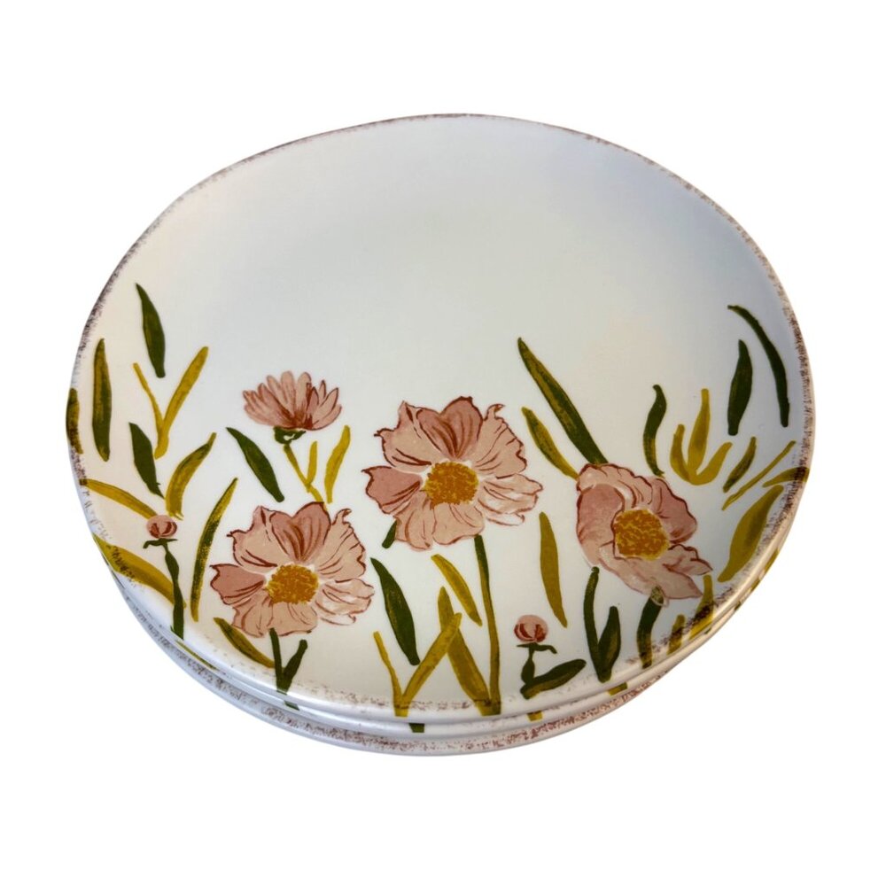 Threshold Heavy Melamine Floral Salad Set Of 5 Plates 8 3/4" Rustic Cottage Farm